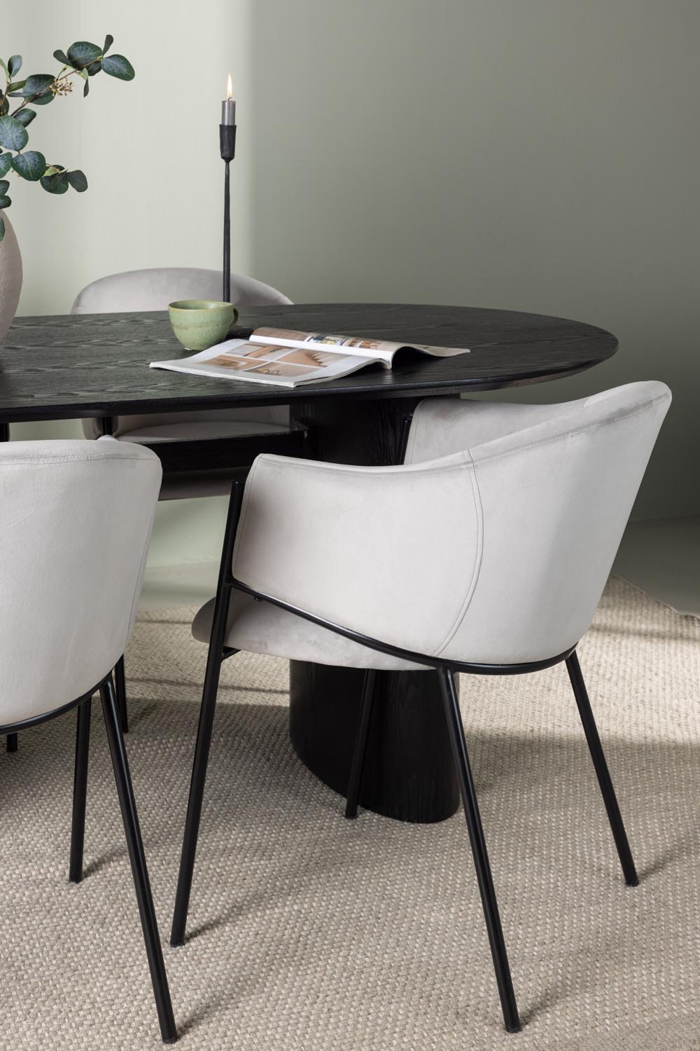 Isolde Esszimmerset + Evelina 180cm/4St. in Schwarzgrau präsentiert im Onlineshop von KAQTU Design AG. Esszimmerset ist von Venture Home