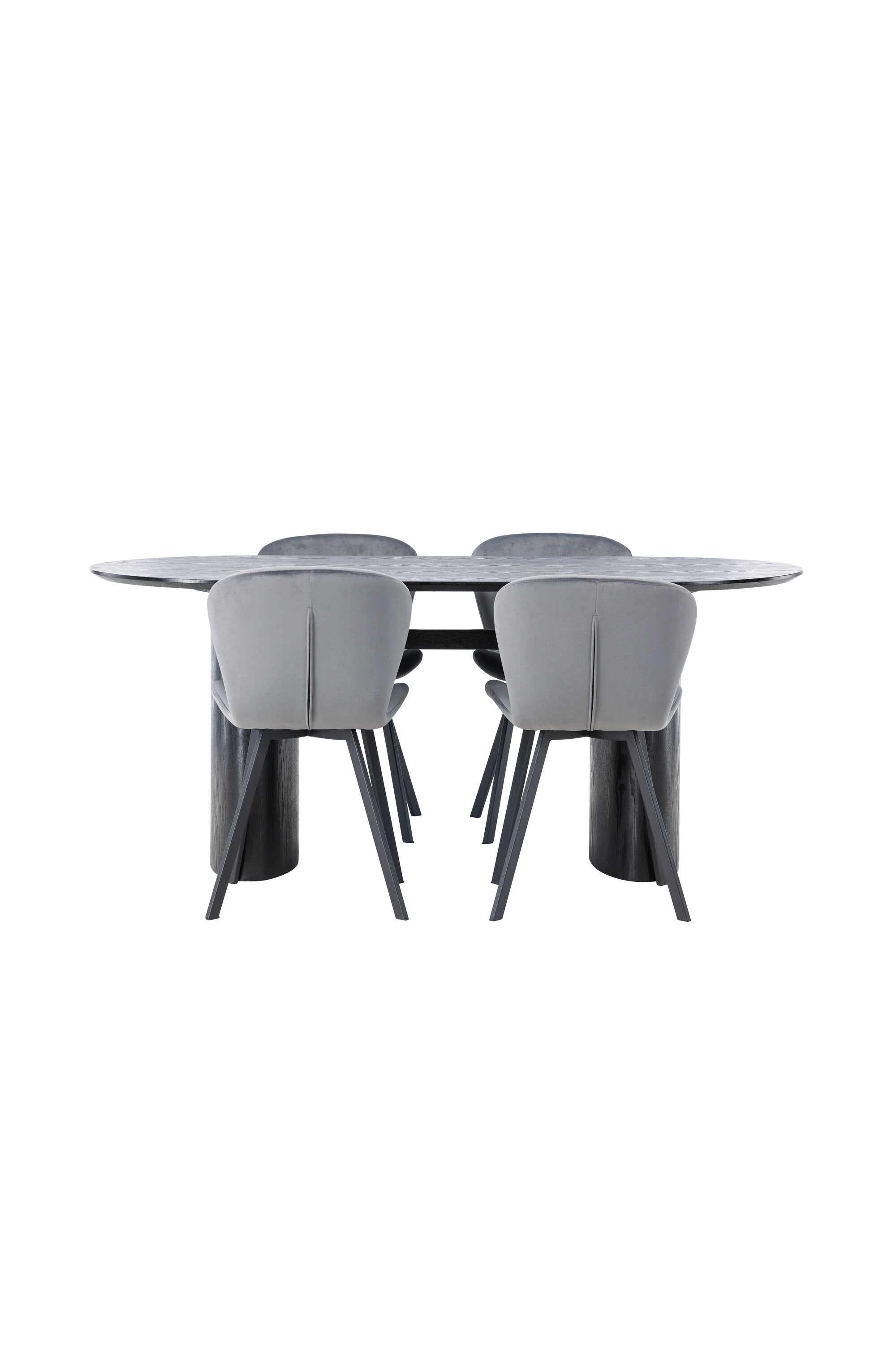 Isolde Esszimmerset + Lilja 180cm/4St. in Schwarzgrau präsentiert im Onlineshop von KAQTU Design AG. Esszimmerset ist von Venture Home