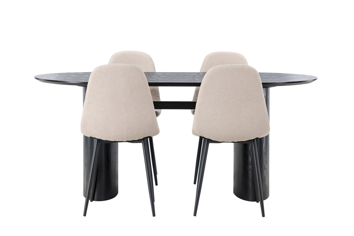 Isolde Esszimmerset + Polar 180cm/4St. in Beige, Schwarz präsentiert im Onlineshop von KAQTU Design AG. Esszimmerset ist von Venture Home