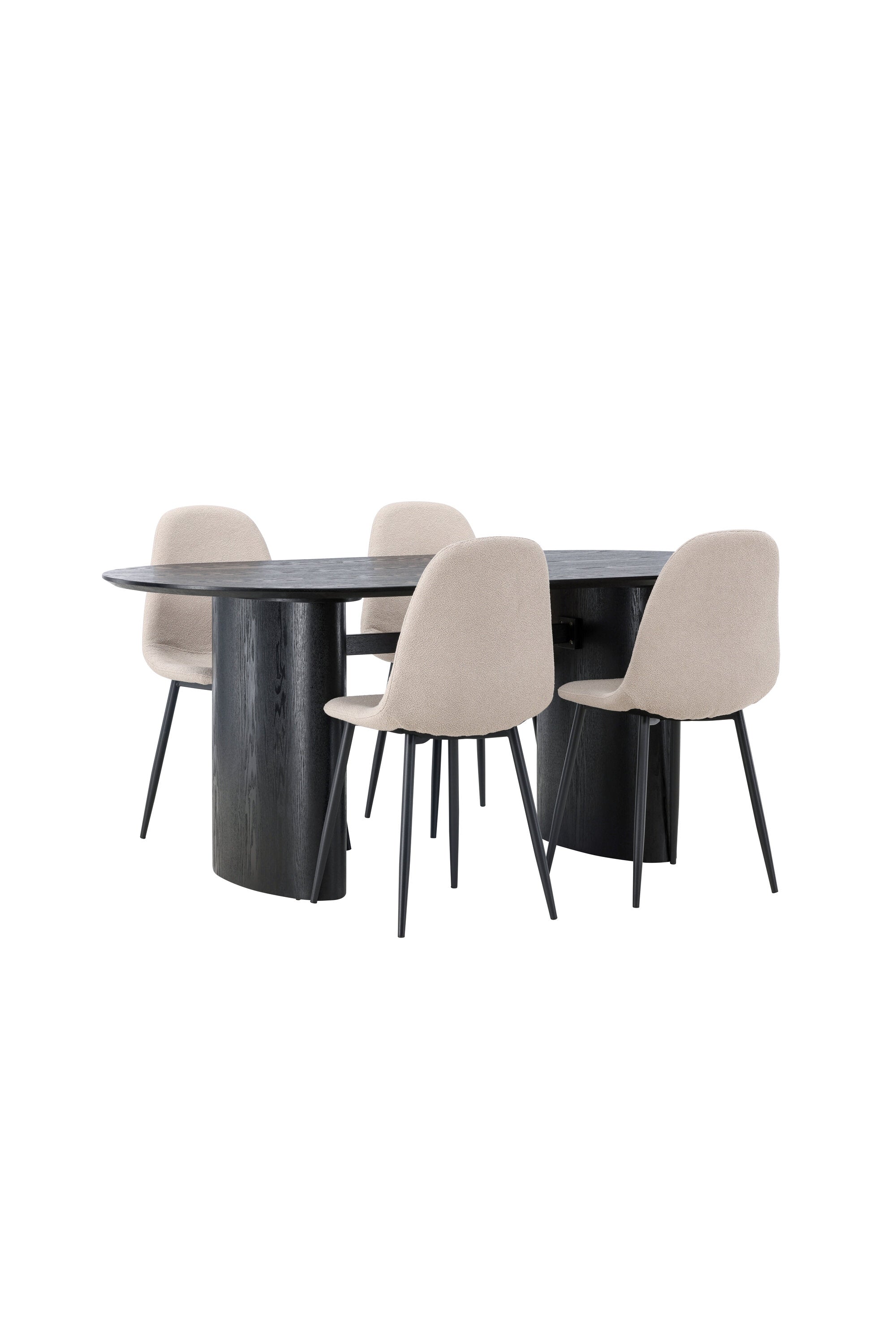 Isolde Esszimmerset + Polar 180cm/4St. in Beige, Schwarz präsentiert im Onlineshop von KAQTU Design AG. Esszimmerset ist von Venture Home