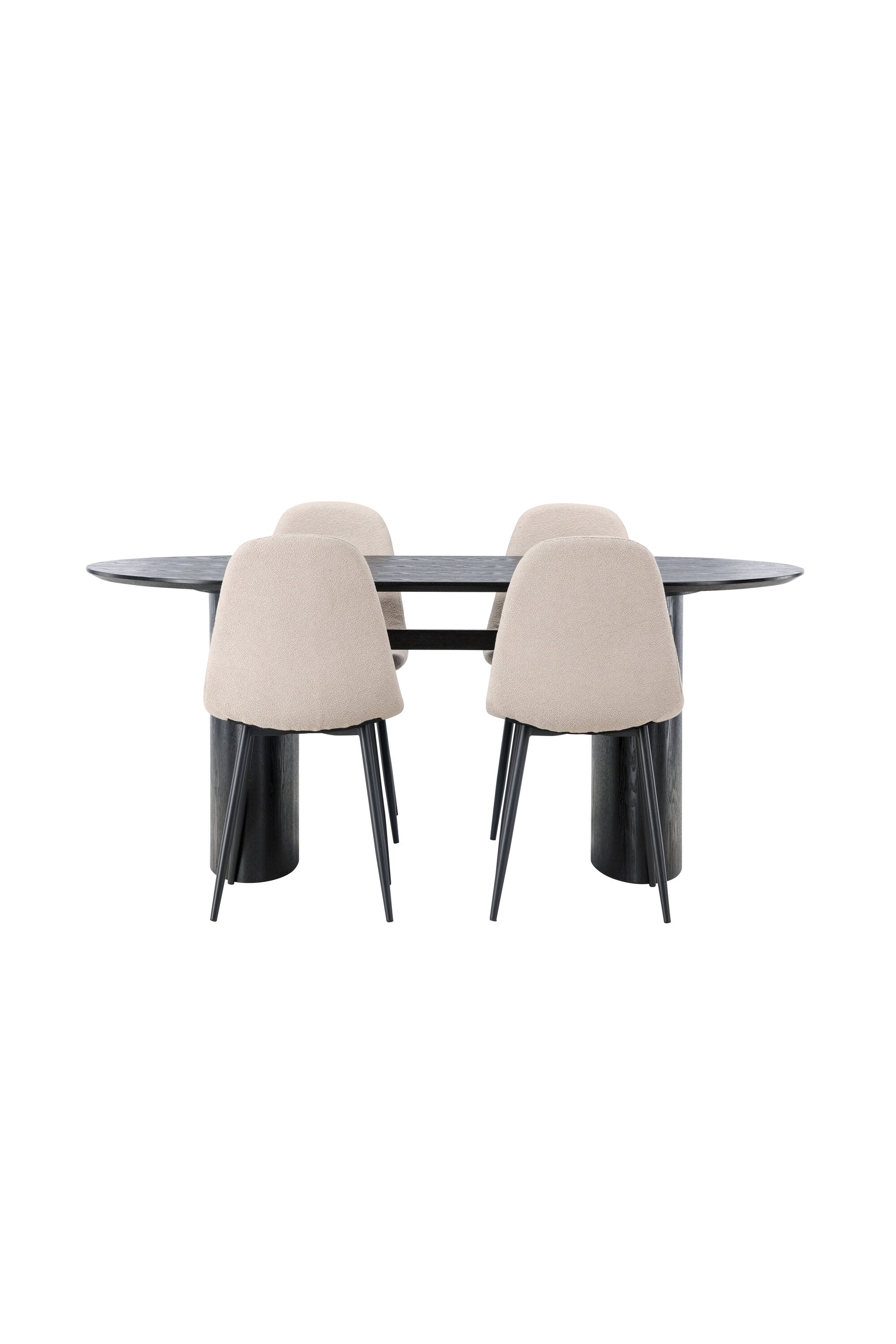 Isolde Esszimmerset + Polar 180cm/4St. in Beige, Schwarz präsentiert im Onlineshop von KAQTU Design AG. Esszimmerset ist von Venture Home