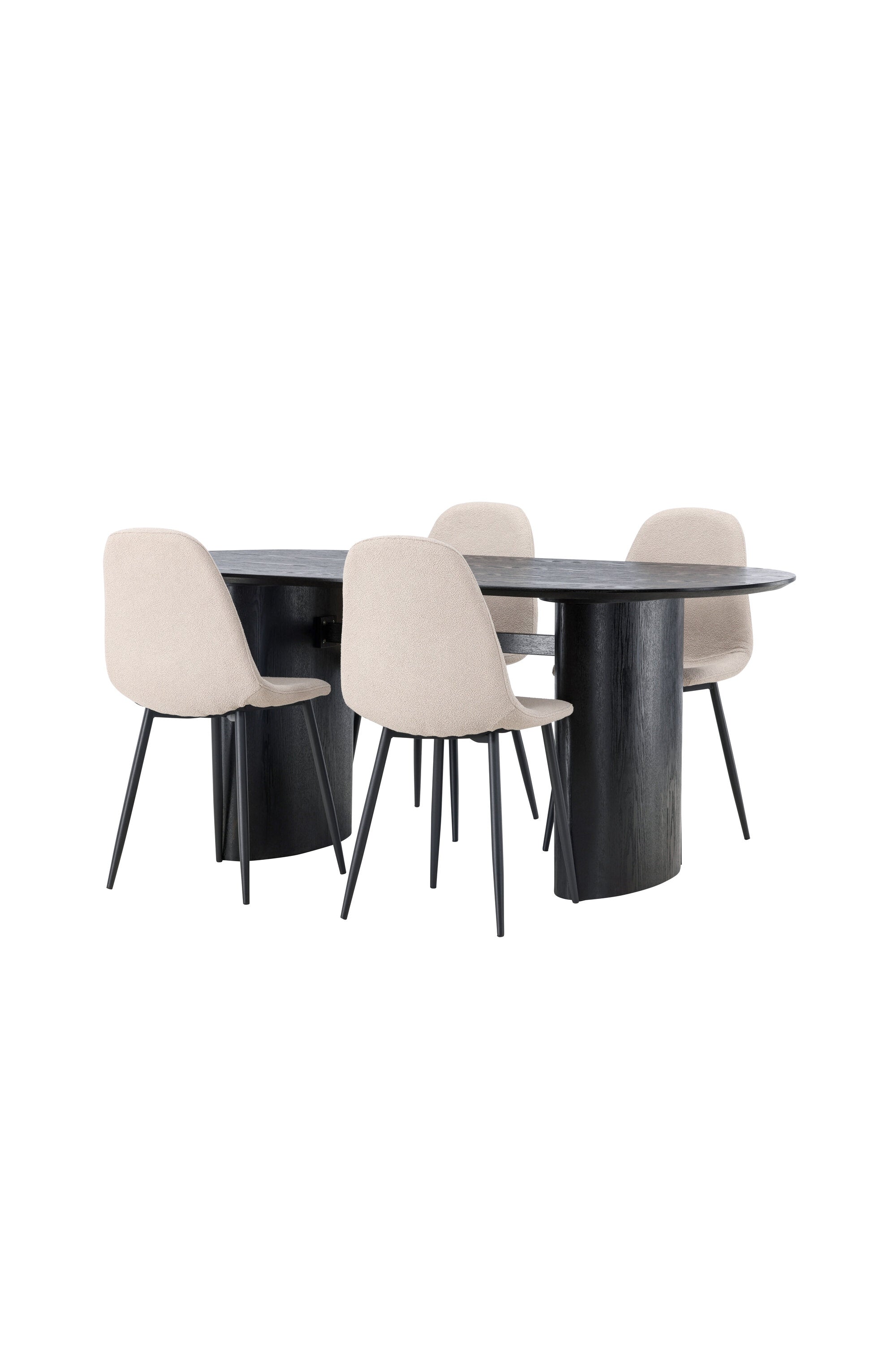 Isolde Esszimmerset + Polar 180cm/4St. in Beige, Schwarz präsentiert im Onlineshop von KAQTU Design AG. Esszimmerset ist von Venture Home