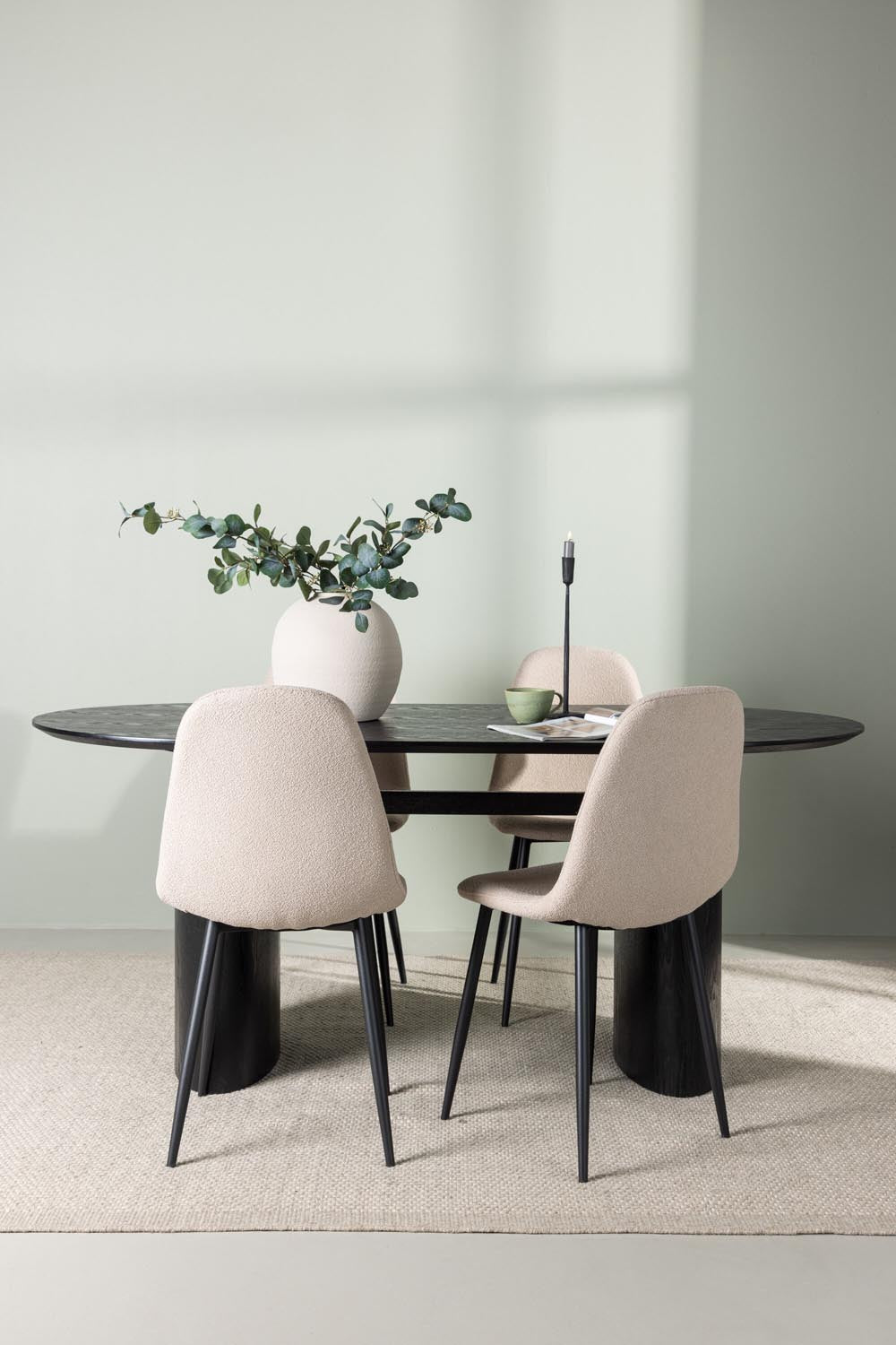 Isolde Esszimmerset + Polar 180cm/4St. in Beige, Schwarz präsentiert im Onlineshop von KAQTU Design AG. Esszimmerset ist von Venture Home