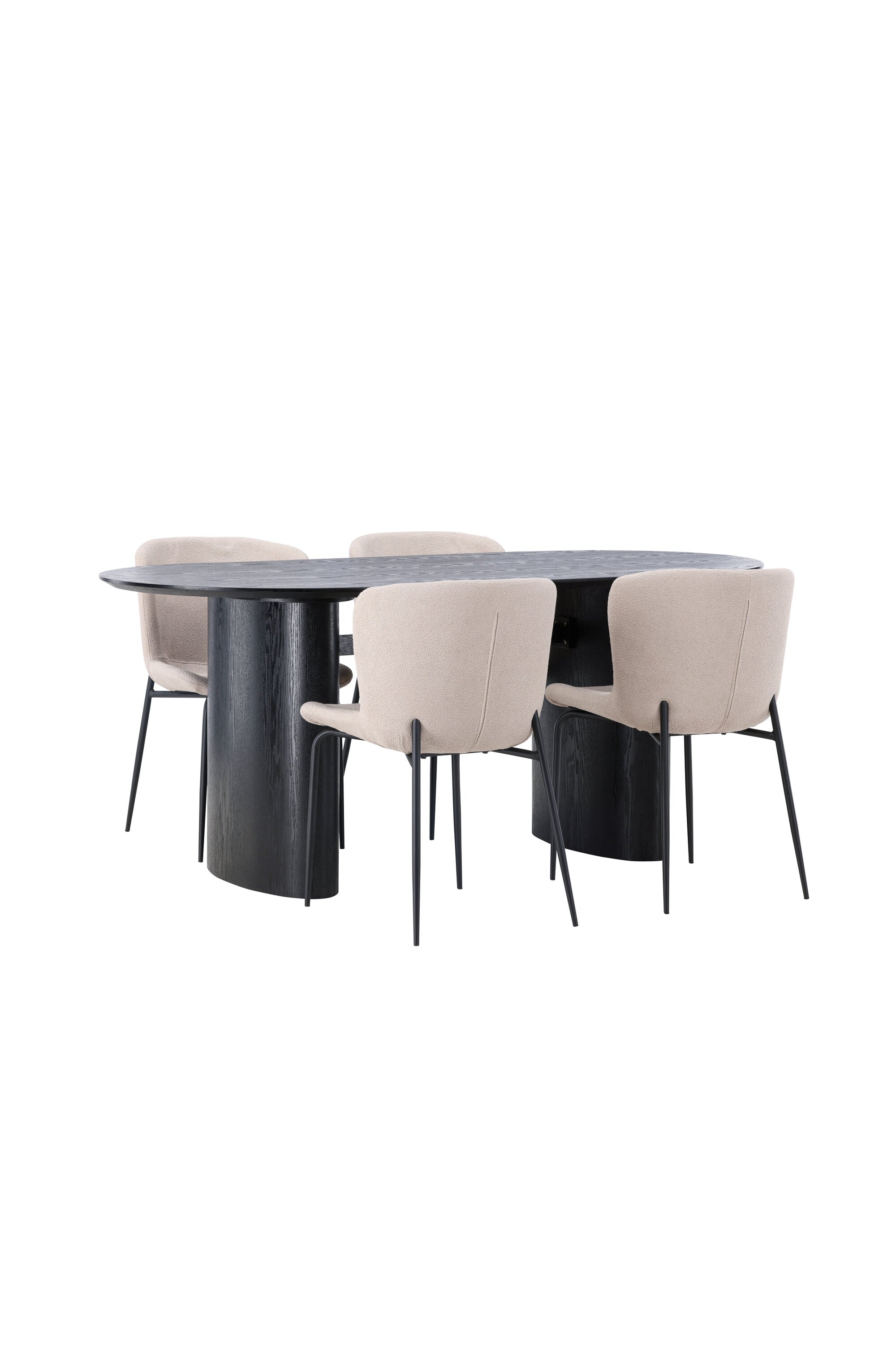 Isolde Esszimmerset + Modesto 180cm/4St. in Beige, Schwarz präsentiert im Onlineshop von KAQTU Design AG. Esszimmerset ist von Venture Home