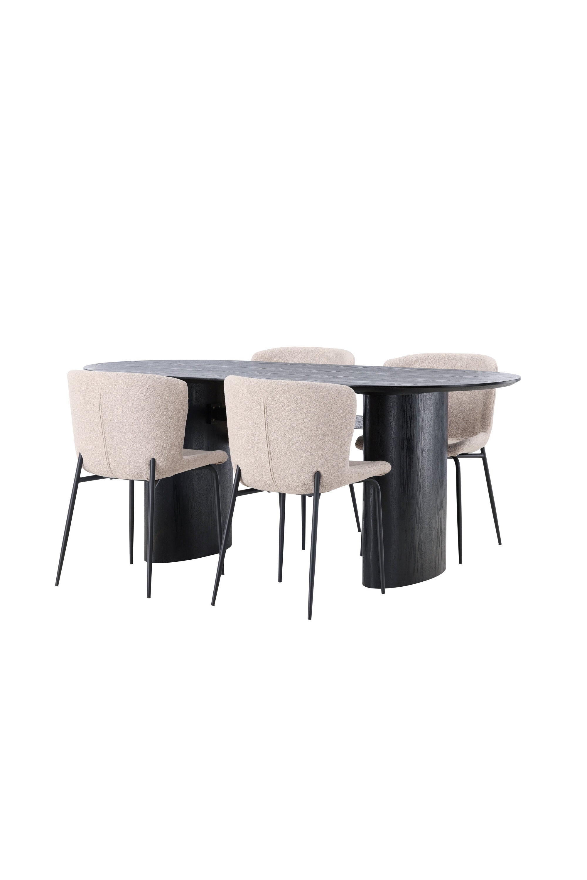 Isolde Esszimmerset + Modesto 180cm/4St. in Beige, Schwarz präsentiert im Onlineshop von KAQTU Design AG. Esszimmerset ist von Venture Home