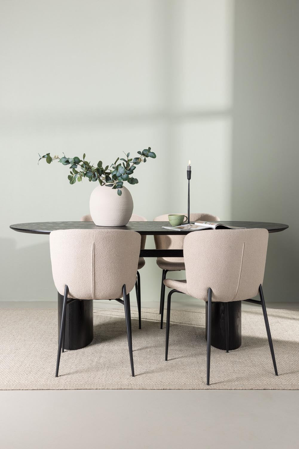 Isolde Esszimmerset + Modesto 180cm/4St. in Beige, Schwarz präsentiert im Onlineshop von KAQTU Design AG. Esszimmerset ist von Venture Home