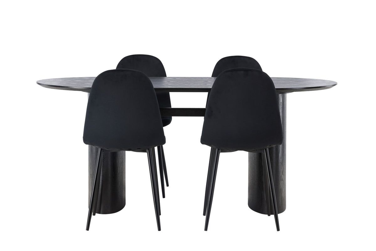 Isolde Esszimmerset + Polar 180cm/4St. in Schwarz präsentiert im Onlineshop von KAQTU Design AG. Esszimmerset ist von Venture Home