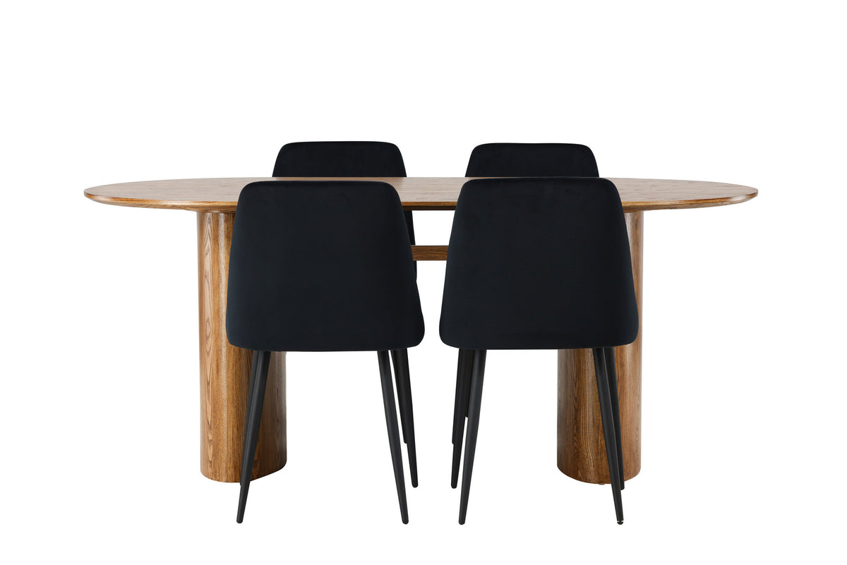 Isolde Esszimmerset + Night 180cm/4St. in Natur / Schwarz präsentiert im Onlineshop von KAQTU Design AG. Esszimmerset ist von Venture Home