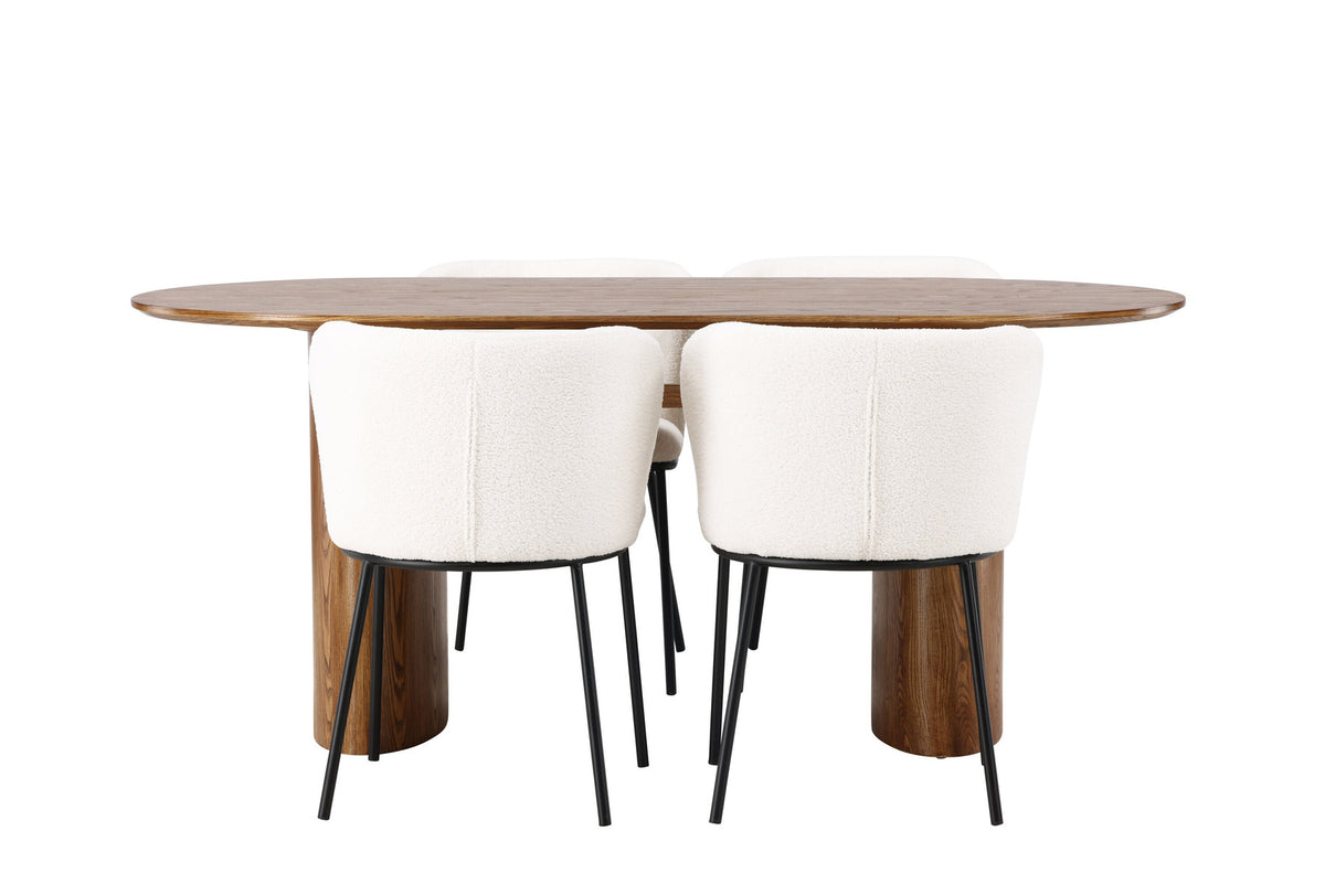 Isolde Esszimmerset + Edina 180cm/4St. in Natur / Schwarz / Weiss präsentiert im Onlineshop von KAQTU Design AG. Esszimmerset ist von Venture Home