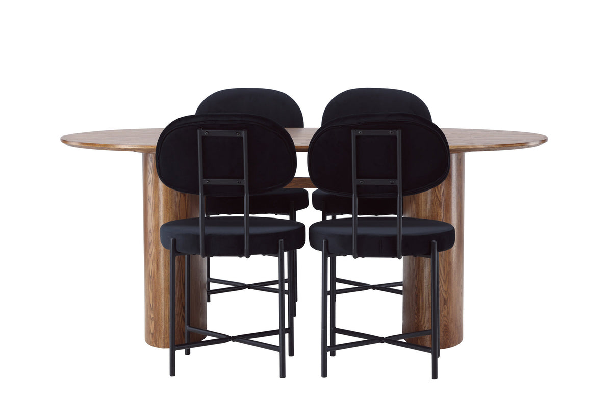 Isolde Esszimmerset + Stella 180cm/4St. in Natur / Schwarz präsentiert im Onlineshop von KAQTU Design AG. Esszimmerset ist von Venture Home