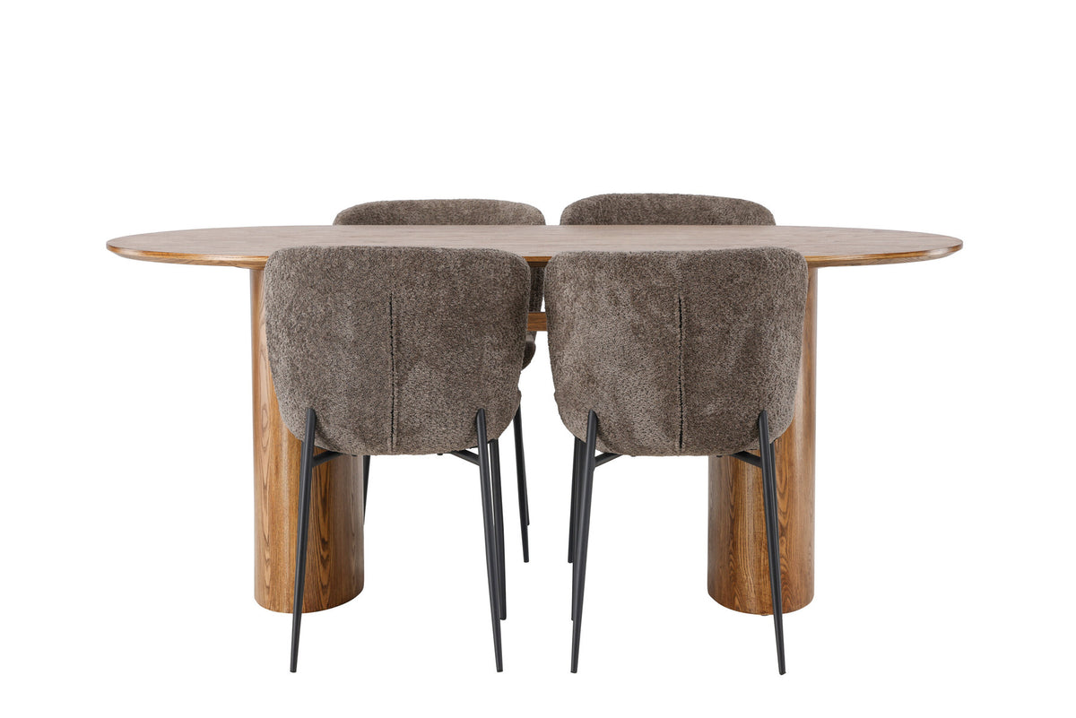 Isolde Esszimmerset + Modesto 180cm/4St. in Natur / Schwarz / Dunkelgrau präsentiert im Onlineshop von KAQTU Design AG. Esszimmerset ist von Venture Home