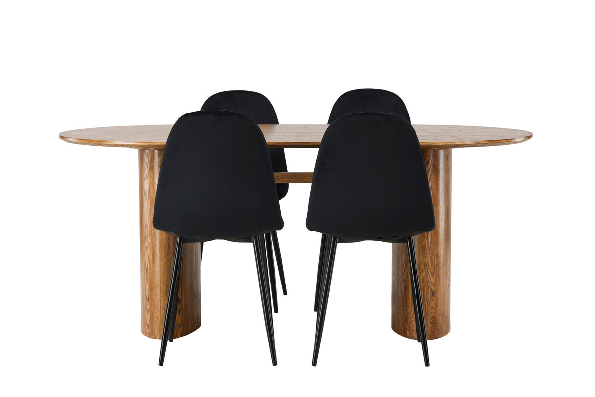 Isolde Esszimmerset + Polar 180cm/4St. in Natur / Schwarz präsentiert im Onlineshop von KAQTU Design AG. Esszimmerset ist von Venture Home
