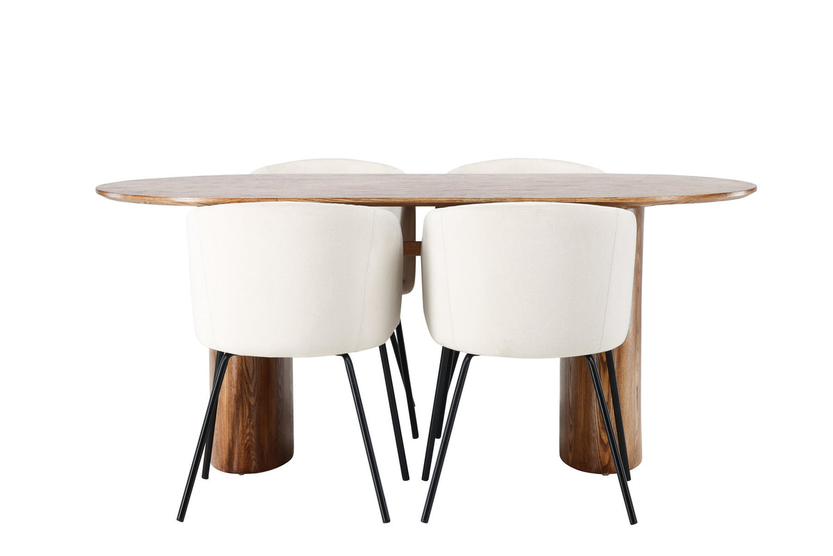 Isolde Esszimmerset + Berit 180cm/4St. in Natur / Beige / Schwarz präsentiert im Onlineshop von KAQTU Design AG. Esszimmerset ist von Venture Home