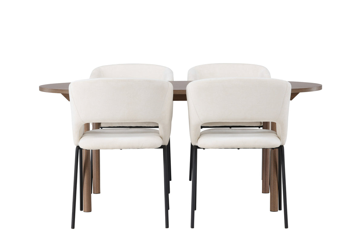 Andy Esszimmerset + Day 180cm/4St. in Schwarz, gebrochenes Weiss präsentiert im Onlineshop von KAQTU Design AG. Esszimmerset ist von Venture Home