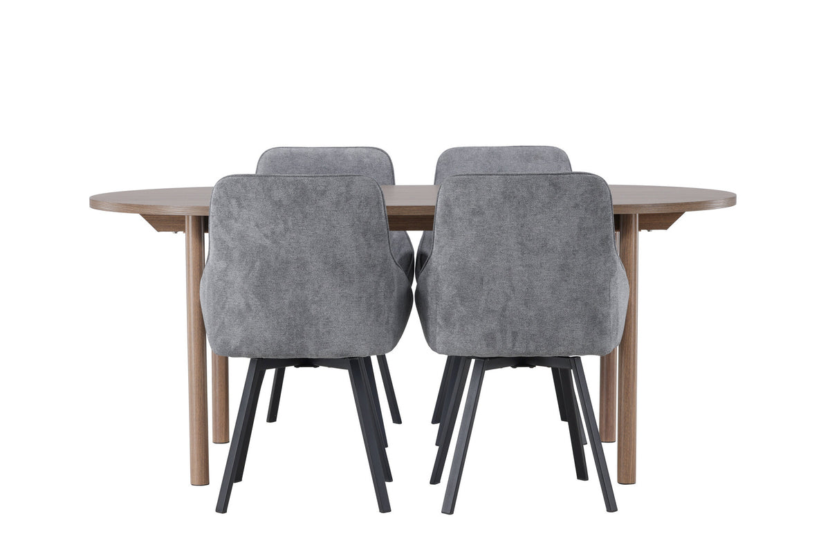 Andy Esszimmerset + Rosie 180cm/4St. in Schwarzgrau präsentiert im Onlineshop von KAQTU Design AG. Esszimmerset ist von Venture Home
