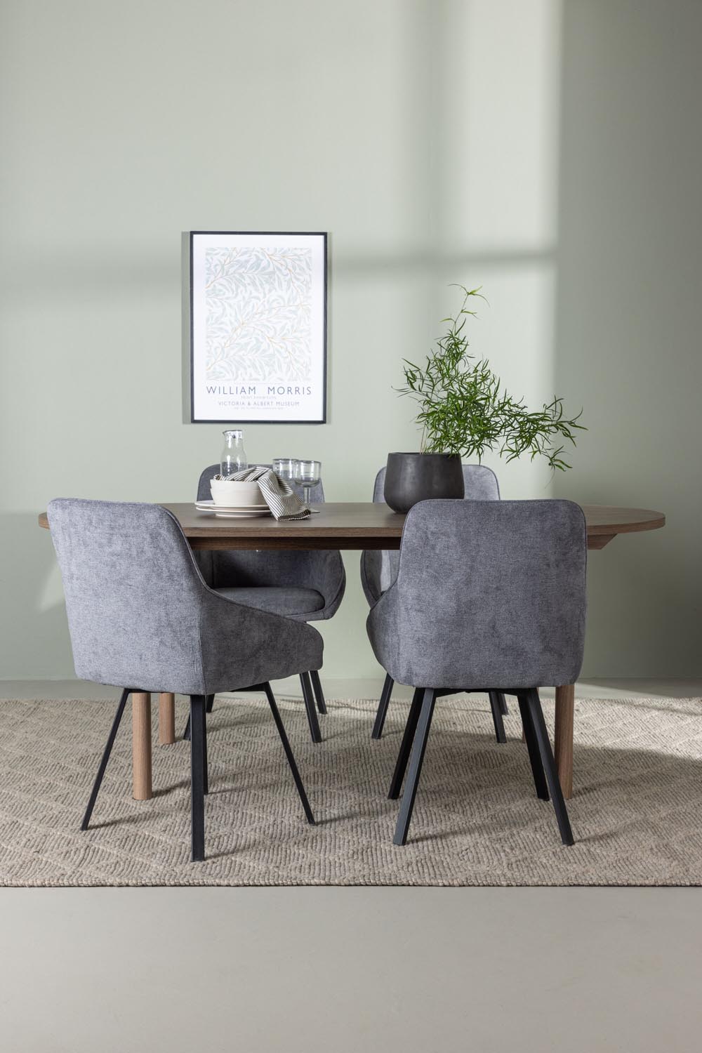 Andy Esszimmerset + Rosie 180cm/4St. in Schwarzgrau präsentiert im Onlineshop von KAQTU Design AG. Esszimmerset ist von Venture Home