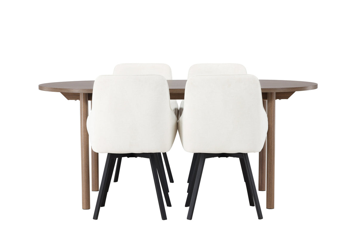 Andy Esszimmerset + Rosie 180cm/4St. in Beige, Schwarz präsentiert im Onlineshop von KAQTU Design AG. Esszimmerset ist von Venture Home