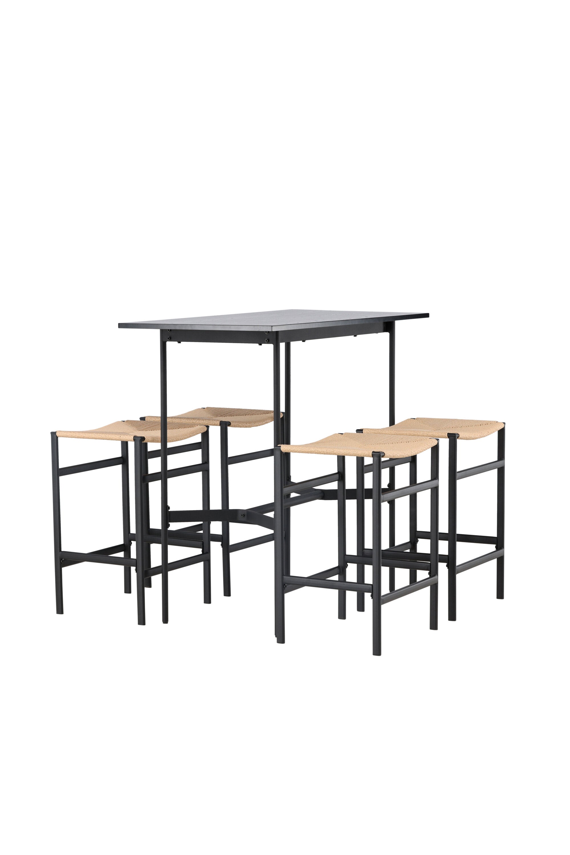 Barset Rax + Polly 120cm/4St. in Schwarz, Natur präsentiert im Onlineshop von KAQTU Design AG. Bartischset ist von Venture Home