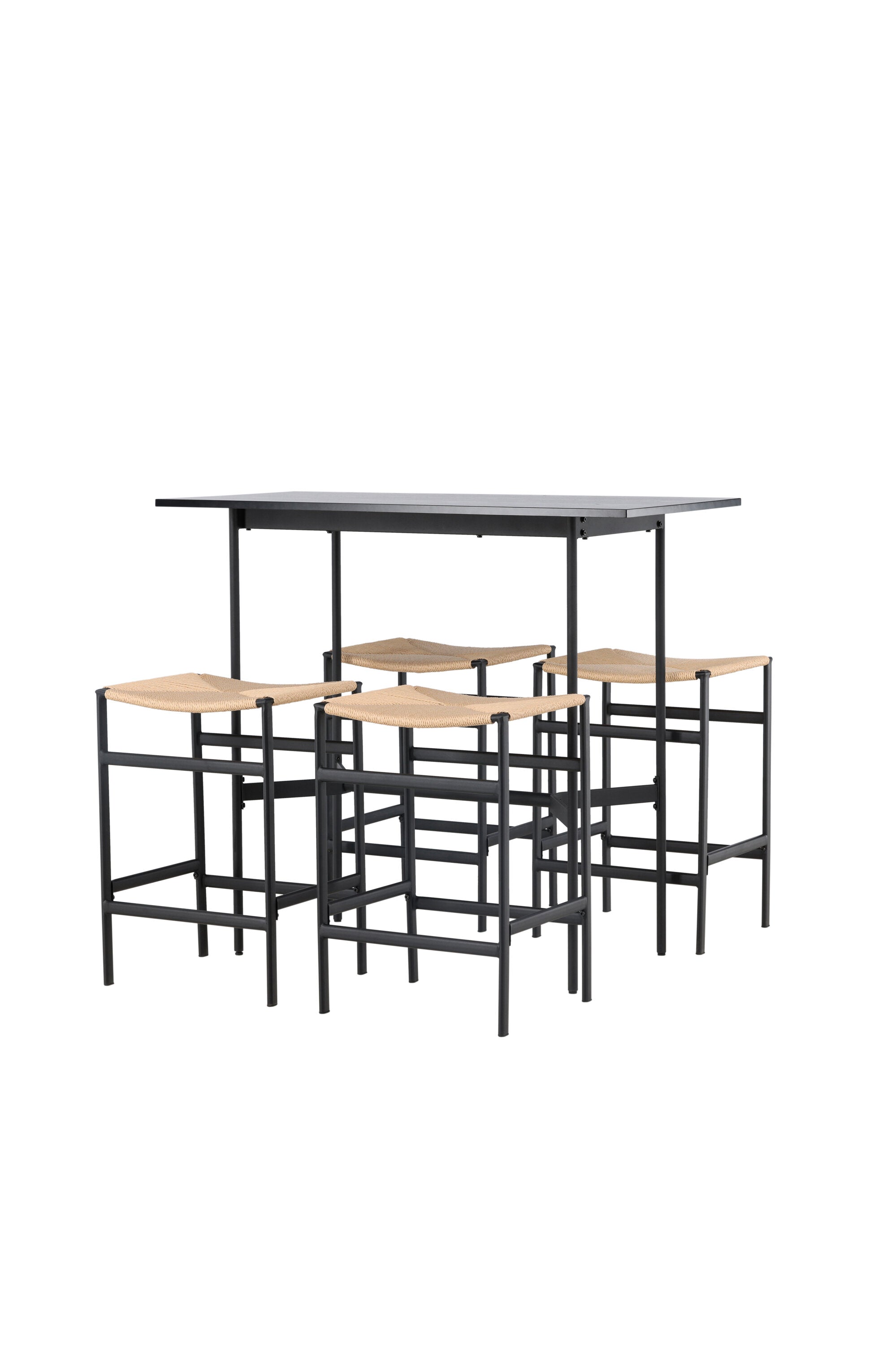 Barset Rax + Polly 120cm/4St. in Schwarz, Natur präsentiert im Onlineshop von KAQTU Design AG. Bartischset ist von Venture Home