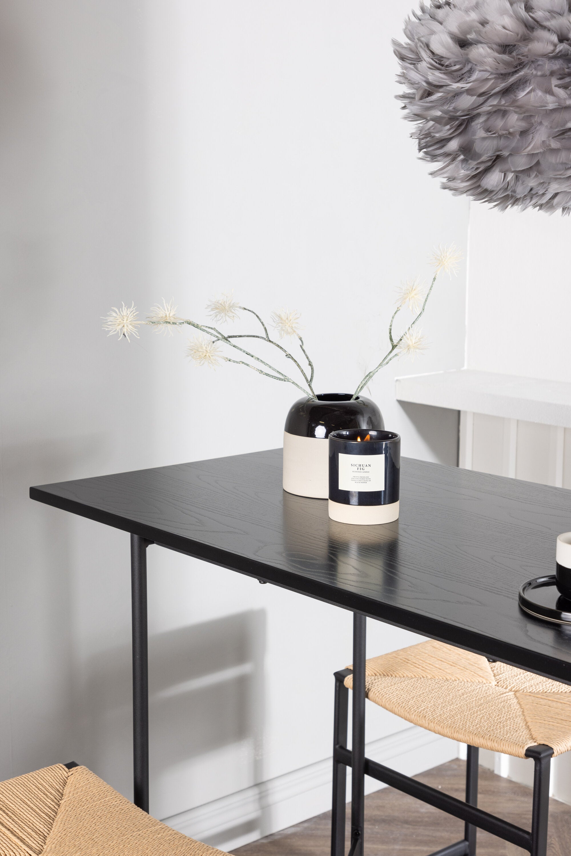 Barset Rax + Polly 120cm/4St. in Schwarz, Natur präsentiert im Onlineshop von KAQTU Design AG. Bartischset ist von Venture Home
