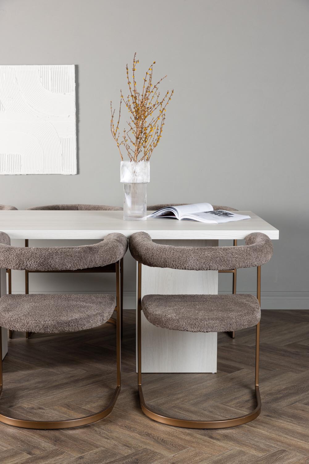 Olga Esszimmerset + Morning 200cm/6St. in Braun-grau präsentiert im Onlineshop von KAQTU Design AG. Esszimmerset ist von Venture Home
