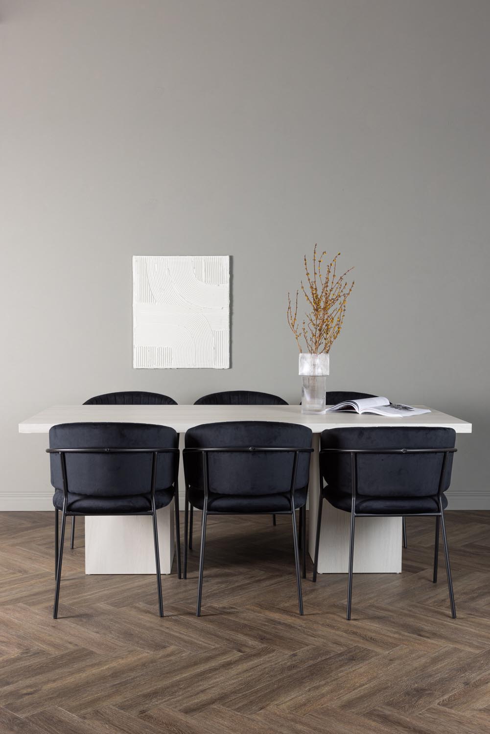 Olga Esszimmerset + Selma 200cm/6St. in Schwarz präsentiert im Onlineshop von KAQTU Design AG. Esszimmerset ist von Venture Home