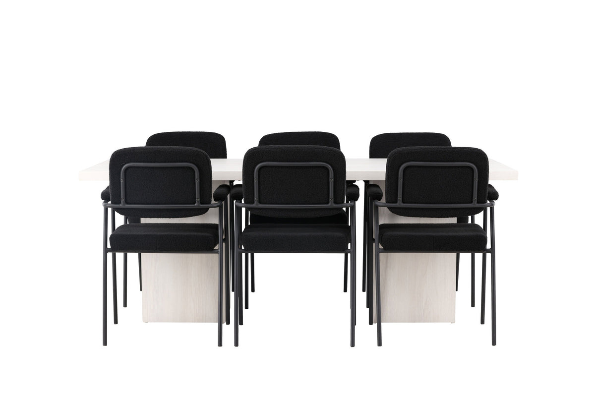Olga Esszimmerset + Yesterday 200cm/6St. in Schwarz präsentiert im Onlineshop von KAQTU Design AG. Esszimmerset ist von Venture Home