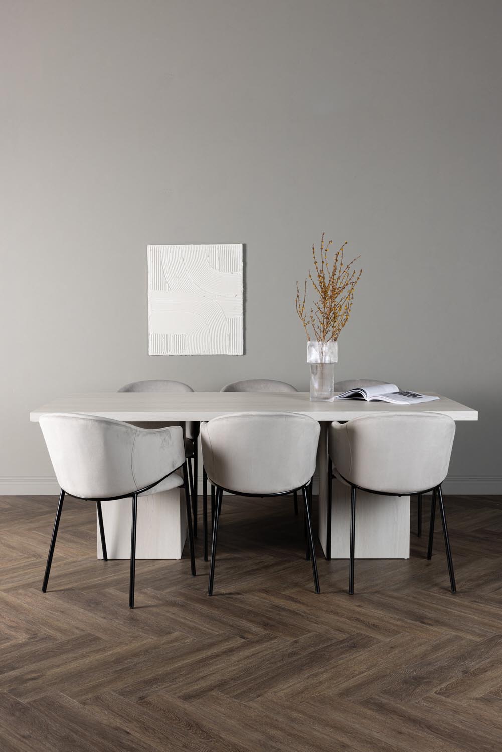 Olga Esszimmerset + Evelina 200cm/6St. in Schwarzgrau präsentiert im Onlineshop von KAQTU Design AG. Esszimmerset ist von Venture Home