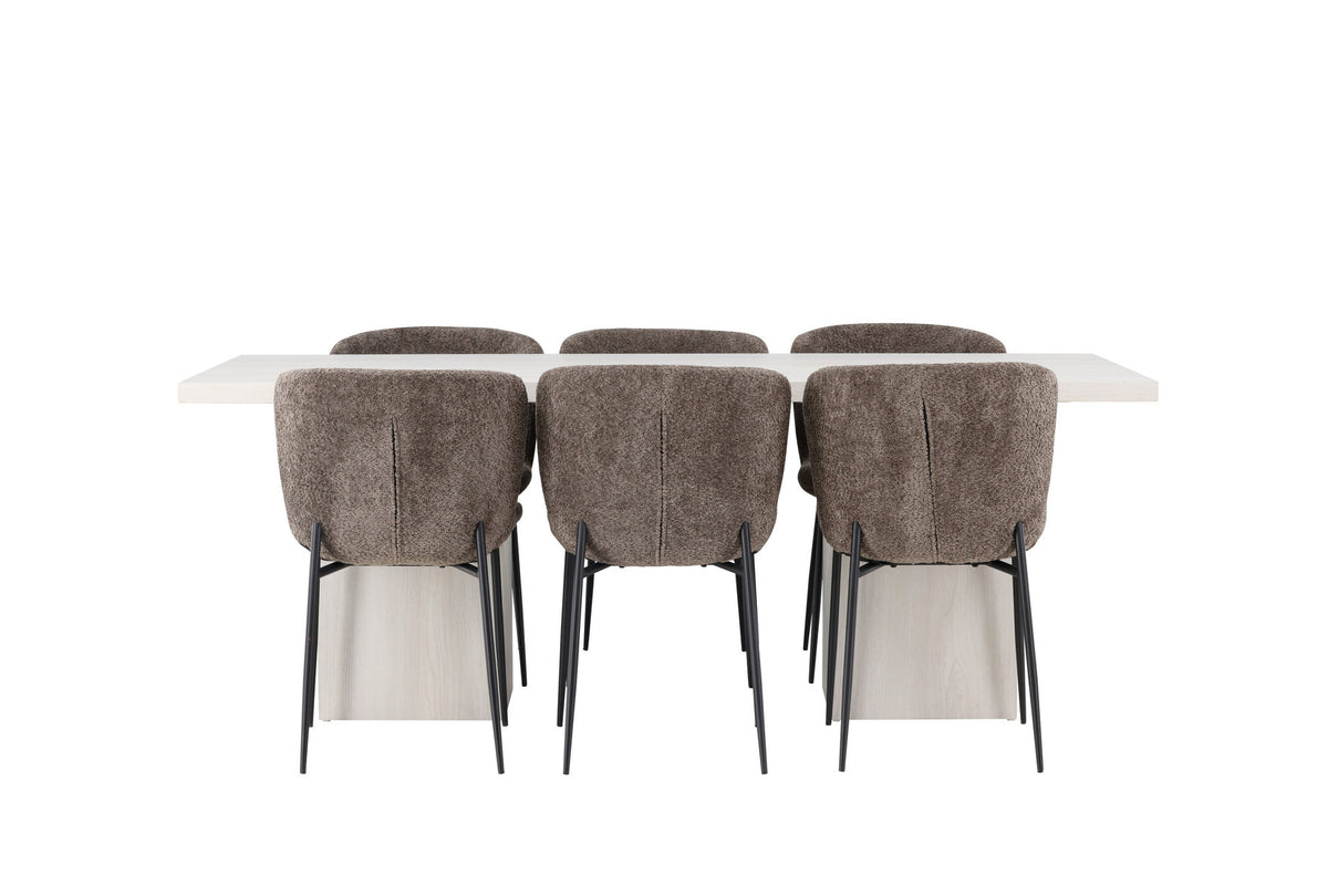 Olga Esszimmerset + Modesto 200cm/6St. in Schwarz, Dunkelgrau präsentiert im Onlineshop von KAQTU Design AG. Esszimmerset ist von Venture Home