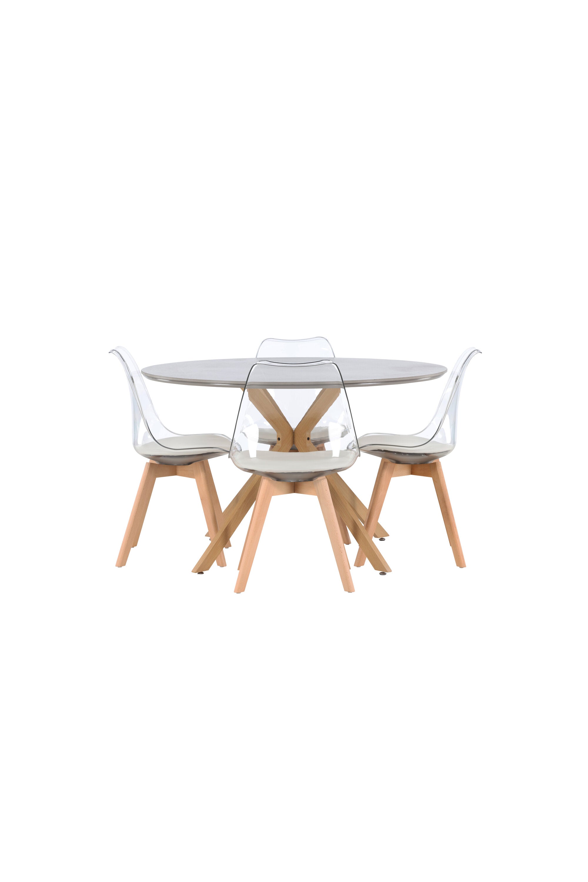 Piazza Esszimmerset + Edvin ⌀120cm/4St. in Natur,Transparent,Weiss präsentiert im Onlineshop von KAQTU Design AG. Esszimmerset ist von Venture Home