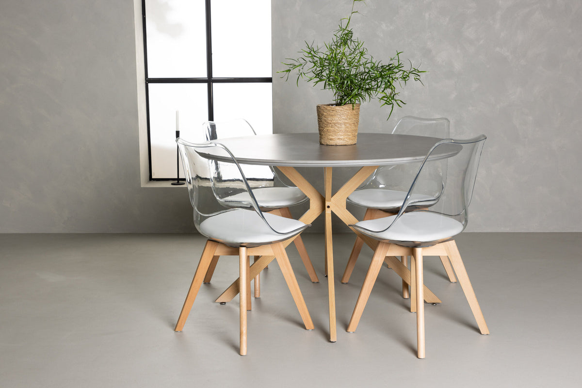 Piazza Esszimmerset + Edvin ⌀120cm/4St. in Natur,Transparent,Weiss präsentiert im Onlineshop von KAQTU Design AG. Esszimmerset ist von Venture Home