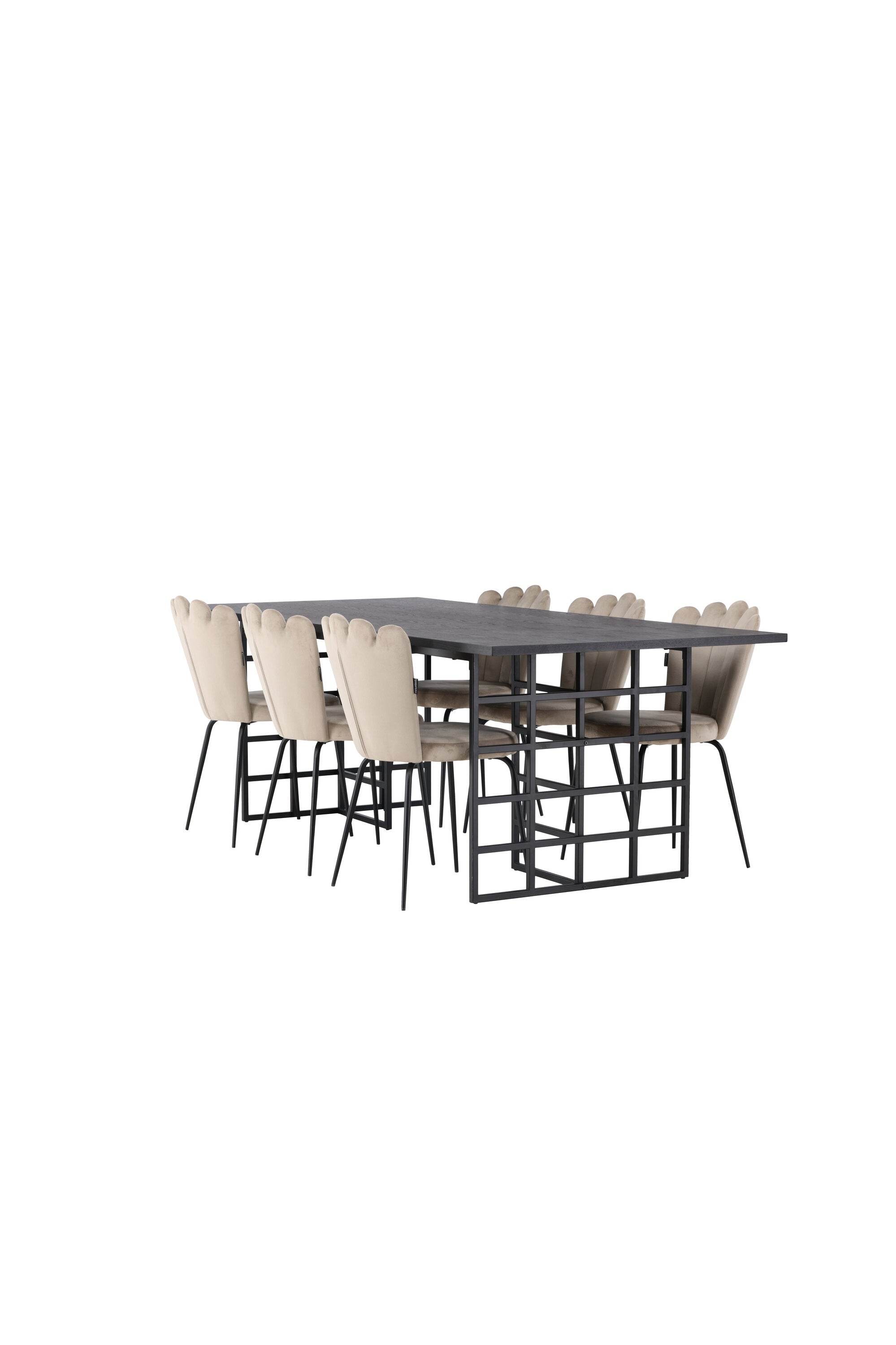 Ystad Esszimmerset + Limhamn 220cm/6St. in Schwarz / Beige präsentiert im Onlineshop von KAQTU Design AG. Esszimmerset ist von Venture Home