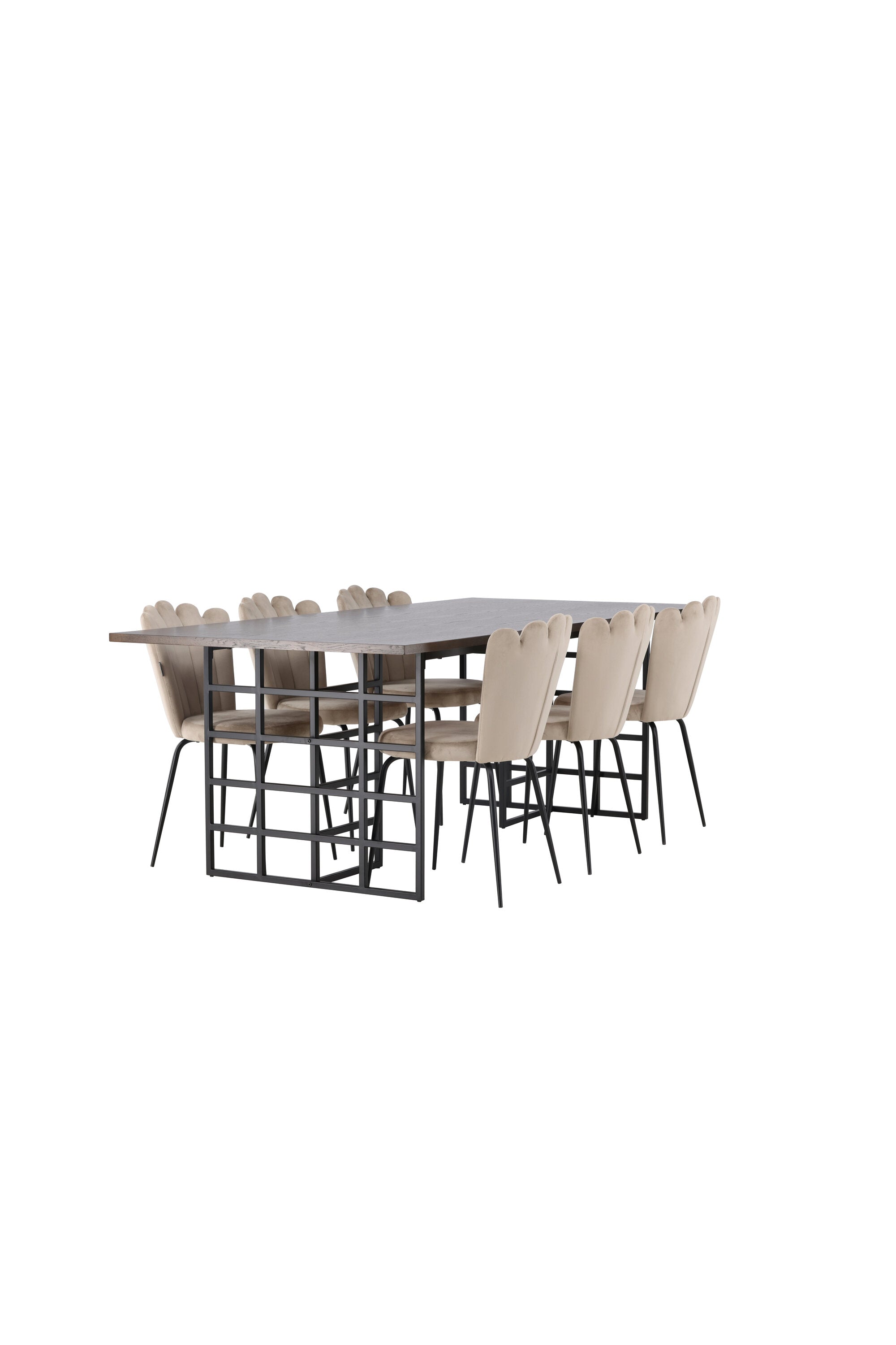 Ystad Esszimmerset + Limhamn 220cm/6St. in Braun / Beige / Schwarz präsentiert im Onlineshop von KAQTU Design AG. Esszimmerset ist von Venture Home