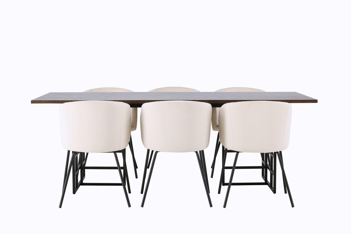Ystad Esszimmerset + Berit 220cm/6St. in Braun / Beige / Schwarz präsentiert im Onlineshop von KAQTU Design AG. Esszimmerset ist von Venture Home