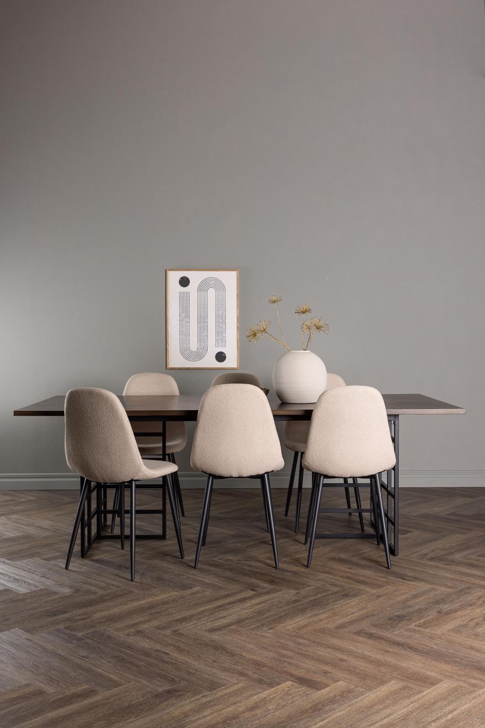 Ystad Esszimmerset + Polar 220cm/6St. in Beige, Schwarz präsentiert im Onlineshop von KAQTU Design AG. Esszimmerset ist von Venture Home