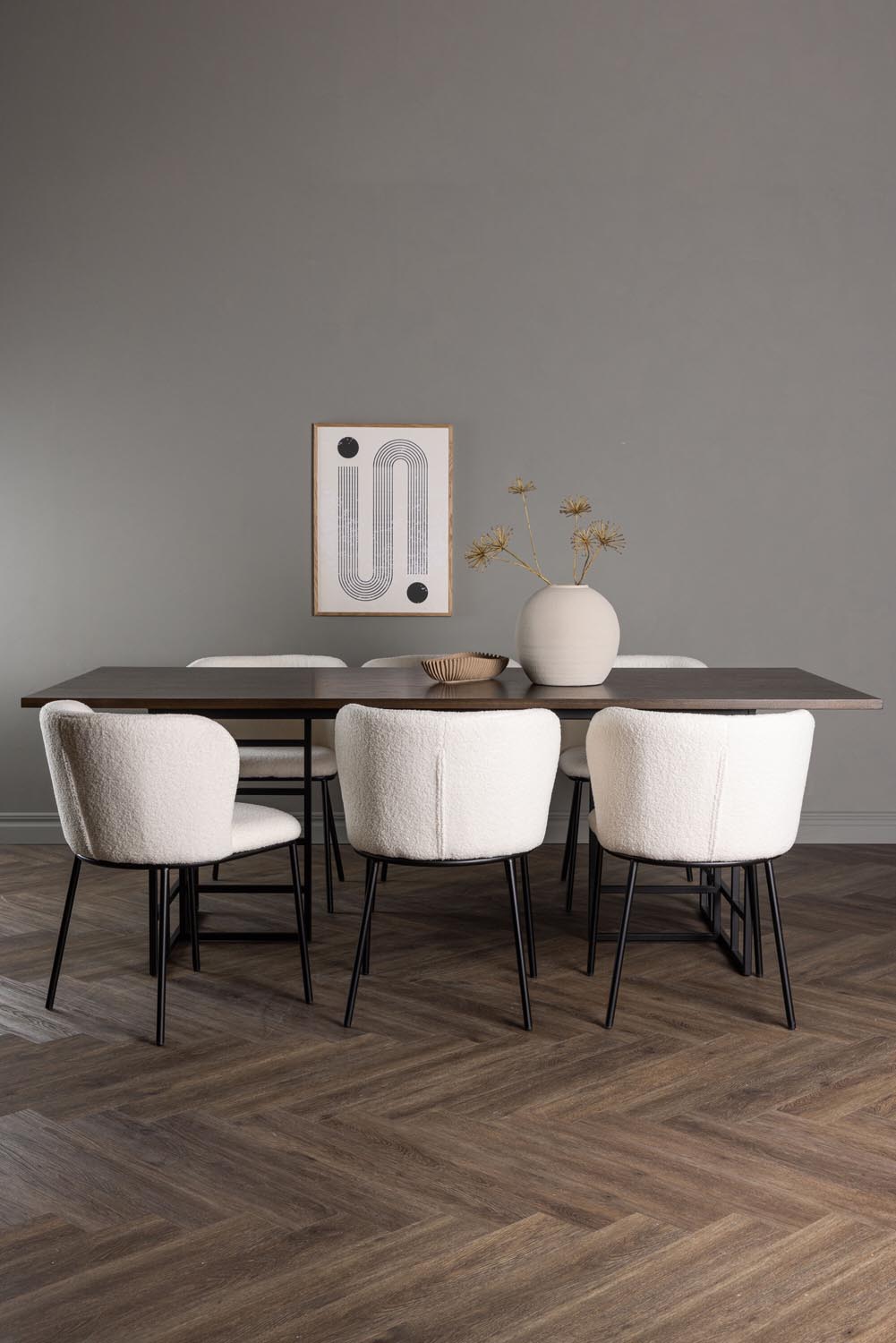 Ystad Esszimmerset + Edina 220cm/6St. in Schwarz-Weiss präsentiert im Onlineshop von KAQTU Design AG. Esszimmerset ist von Venture Home