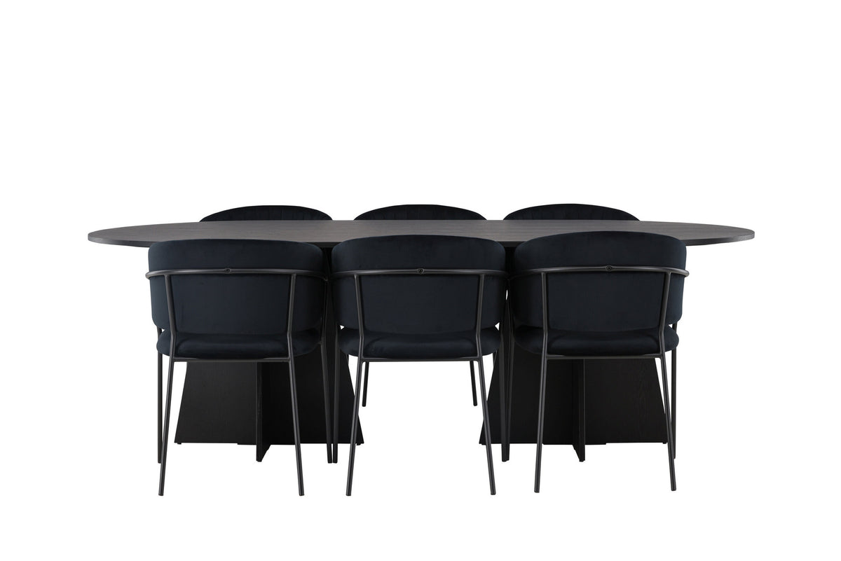 Bootcut Esszimmerset + Selma 230cm/6St. in Schwarz präsentiert im Onlineshop von KAQTU Design AG. Esszimmerset ist von Venture Home