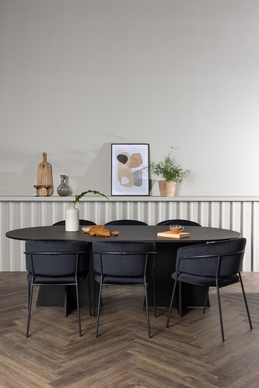 Bootcut Esszimmerset + Selma 230cm/6St. in Schwarz präsentiert im Onlineshop von KAQTU Design AG. Esszimmerset ist von Venture Home
