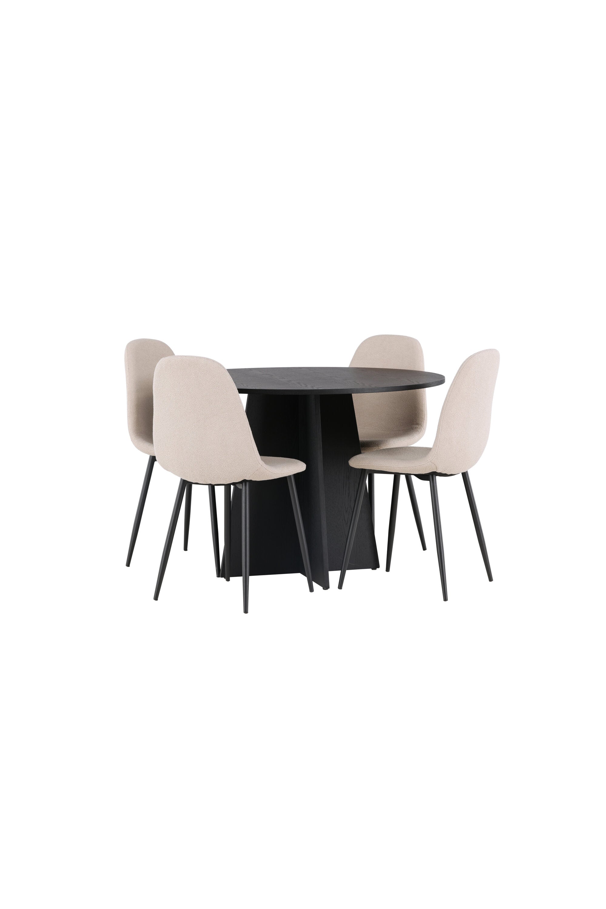 Bootcut Esszimmerset + Polar ⌀110cm/4St. in Beige dunkel /  Schwarz präsentiert im Onlineshop von KAQTU Design AG. Esszimmerset ist von Venture Home