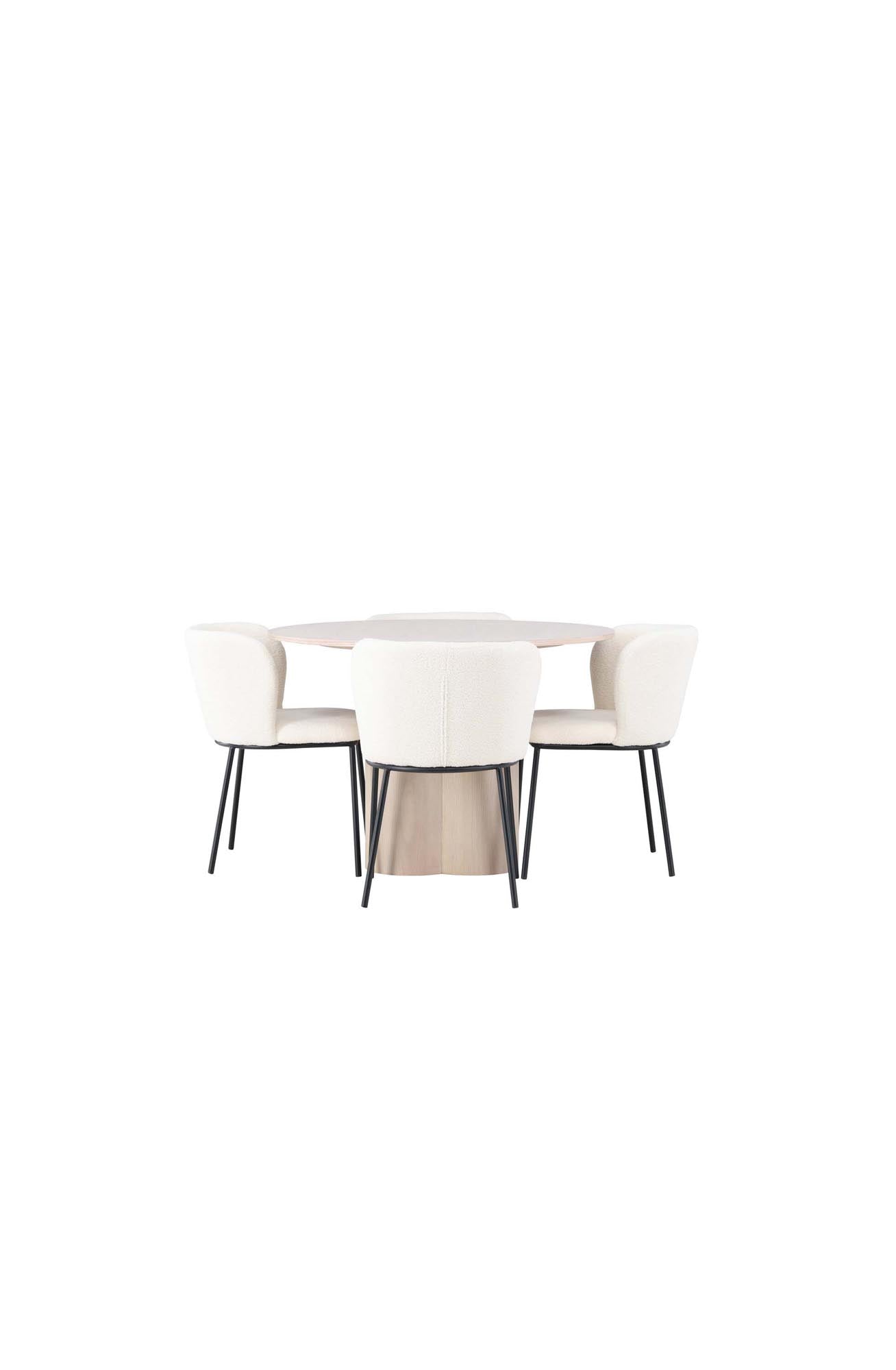 Elegantes Esszimmerset Olivia + Edina: Moderner Tisch und 4 ergonomische Stühle für stilvolle Essmomente. Ideal für Familie und Freunde.