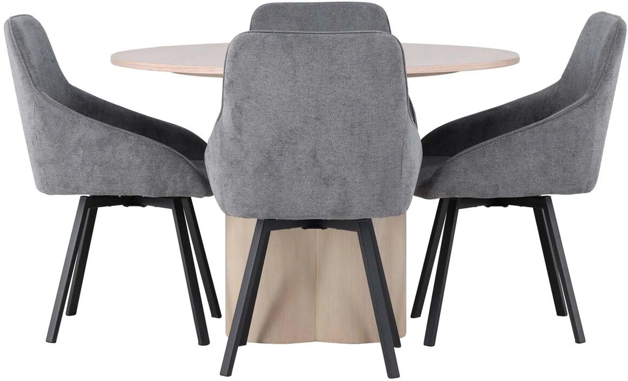 Elegantes Esszimmerset Olivia: Runde Tischgruppe mit 4 Stühlen.