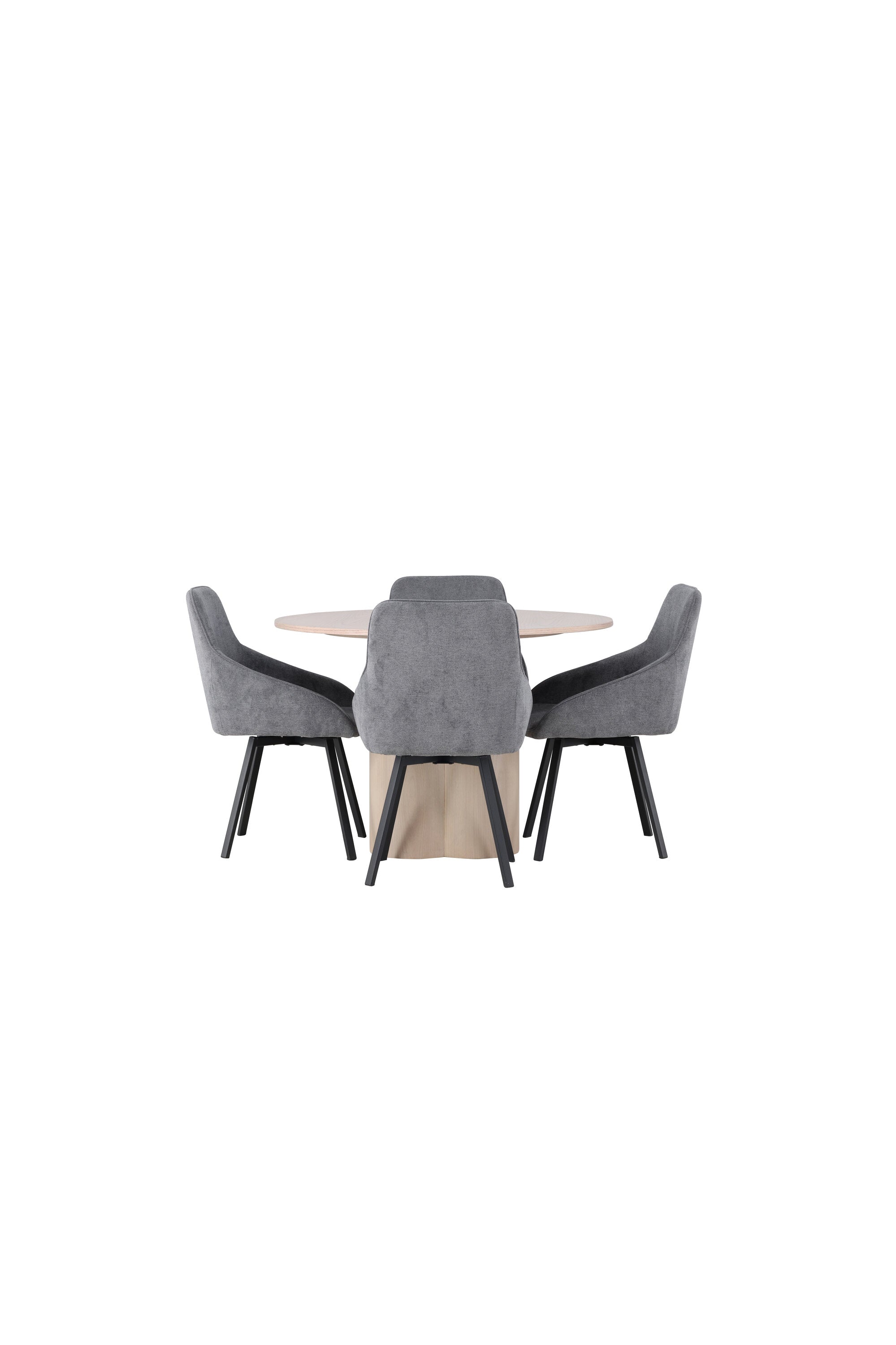Olivia Esszimmerset + Rosie ⌀110cm/4St. in Natur / Grau / Schwarz präsentiert im Onlineshop von KAQTU Design AG. Esszimmerset ist von Venture Home