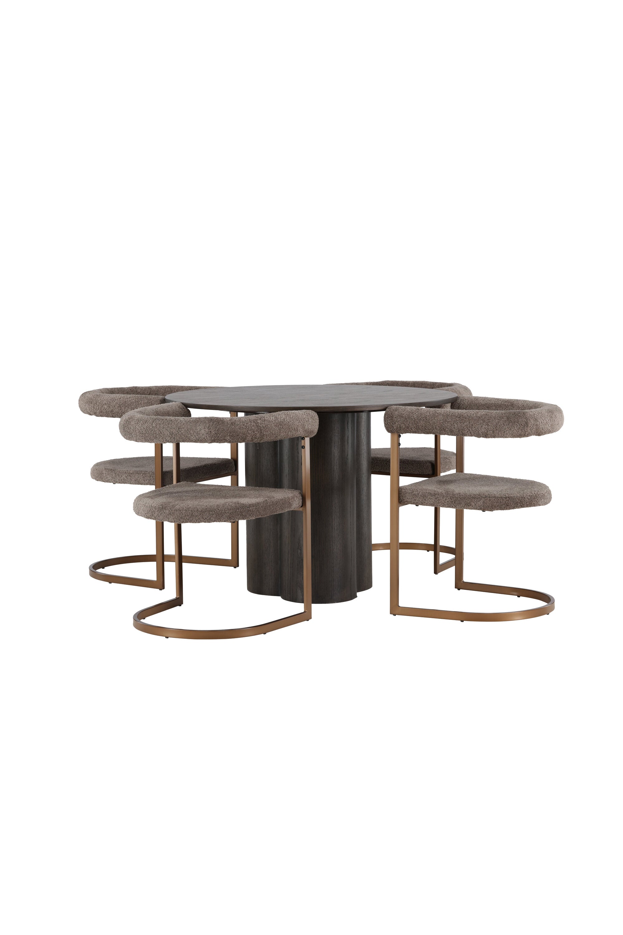 Olivia Esszimmerset + Morning ⌀110cm/4St. in Braun-grau präsentiert im Onlineshop von KAQTU Design AG. Esszimmerset ist von Venture Home