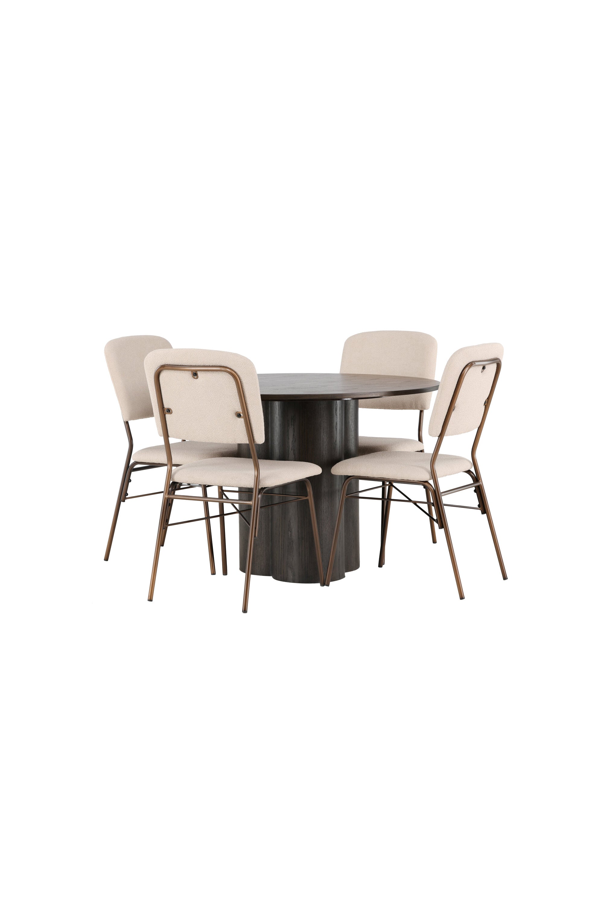 Olivia Esszimmerset + Seda ⌀110cm/4St. in Beige / Braun präsentiert im Onlineshop von KAQTU Design AG. Esszimmerset ist von Venture Home