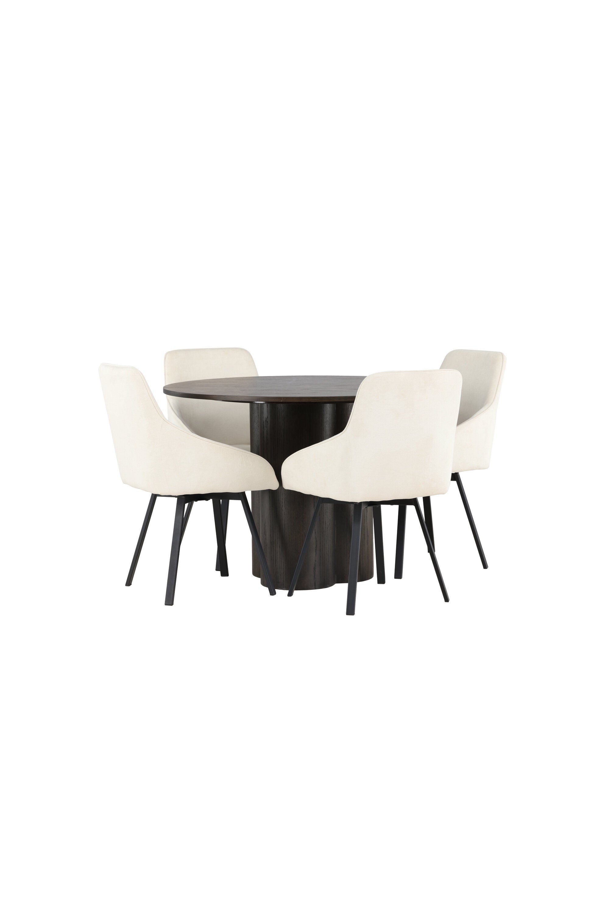 Olivia Esszimmerset + Rosie ⌀110cm/4St. in Braun / Beige / Schwarz präsentiert im Onlineshop von KAQTU Design AG. Esszimmerset ist von Venture Home