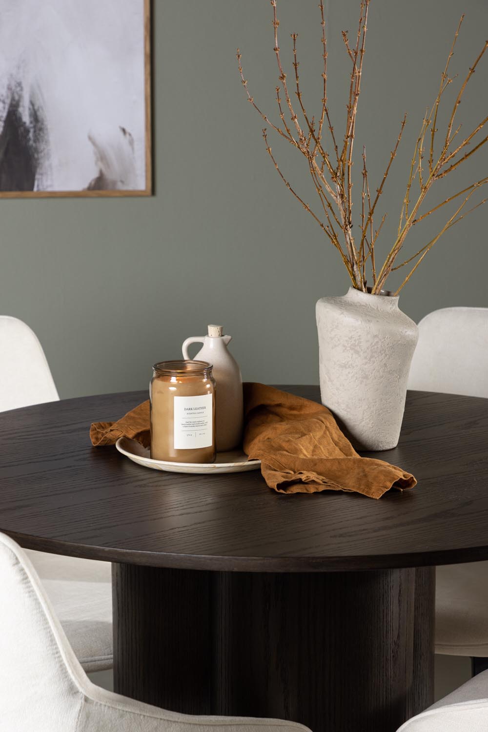 Olivia Esszimmerset + Rosie ⌀110cm/4St. in Braun / Beige / Schwarz präsentiert im Onlineshop von KAQTU Design AG. Esszimmerset ist von Venture Home