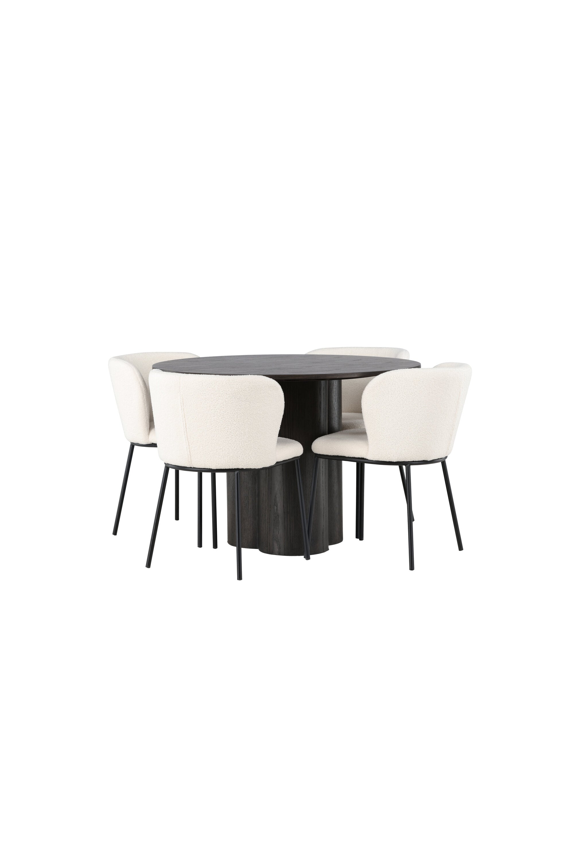 Olivia Esszimmerset + Edina ⌀110cm/4St. in Braun / Schwarz / Weiss präsentiert im Onlineshop von KAQTU Design AG. Esszimmerset ist von Venture Home