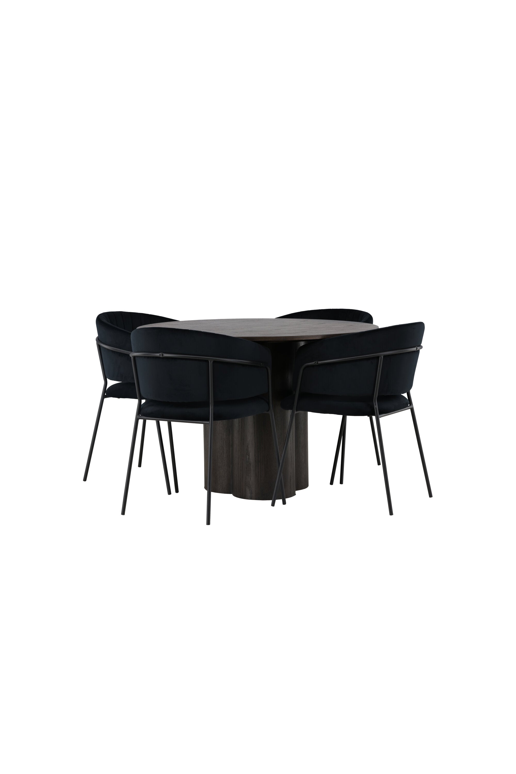 Olivia Esszimmerset + Selma ⌀110cm/4St. in Braun / Schwarz präsentiert im Onlineshop von KAQTU Design AG. Esszimmerset ist von Venture Home