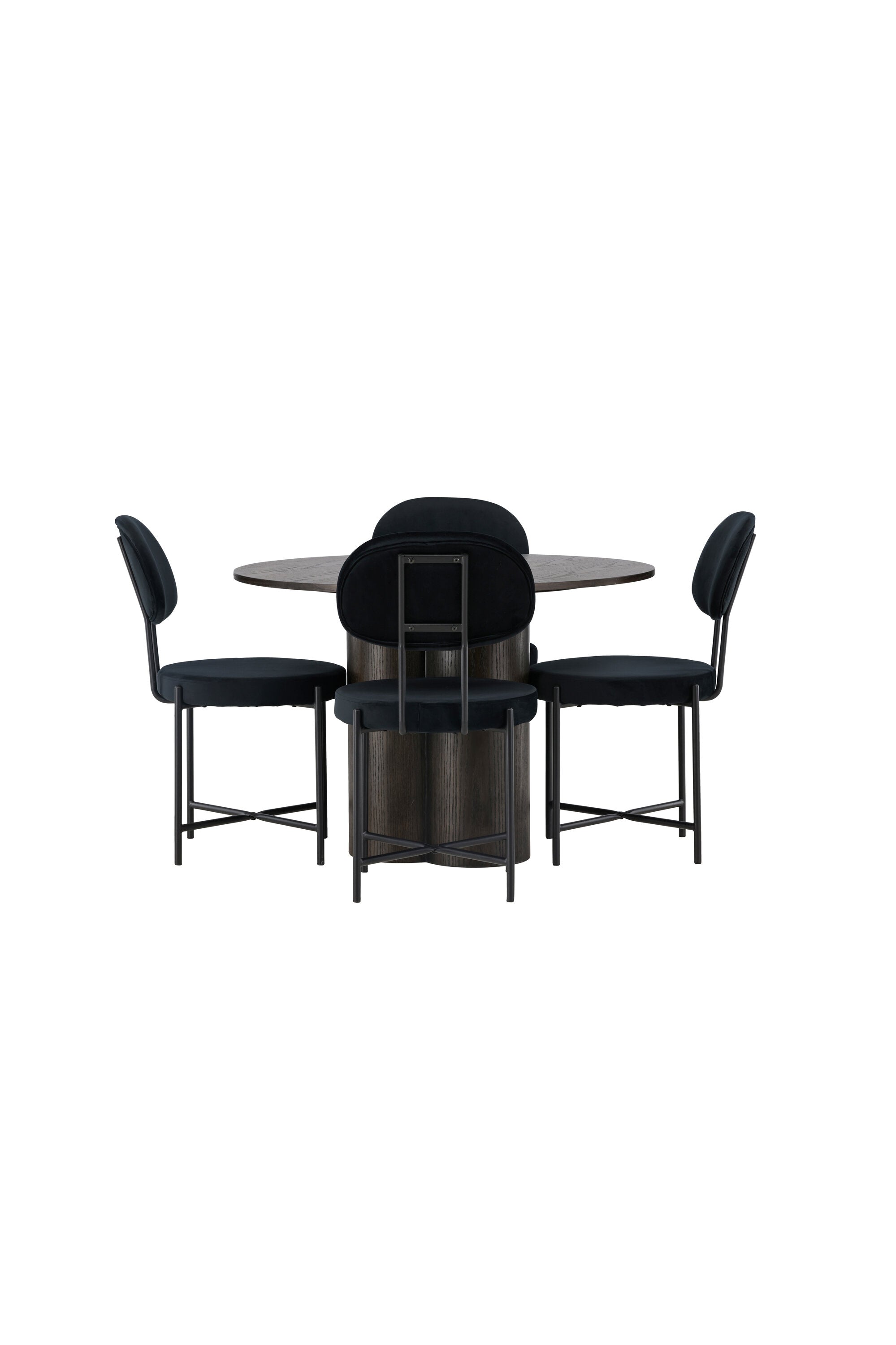 Olivia Esszimmerset + Stella ⌀110cm/4St. in Braun / Schwarz präsentiert im Onlineshop von KAQTU Design AG. Esszimmerset ist von Venture Home