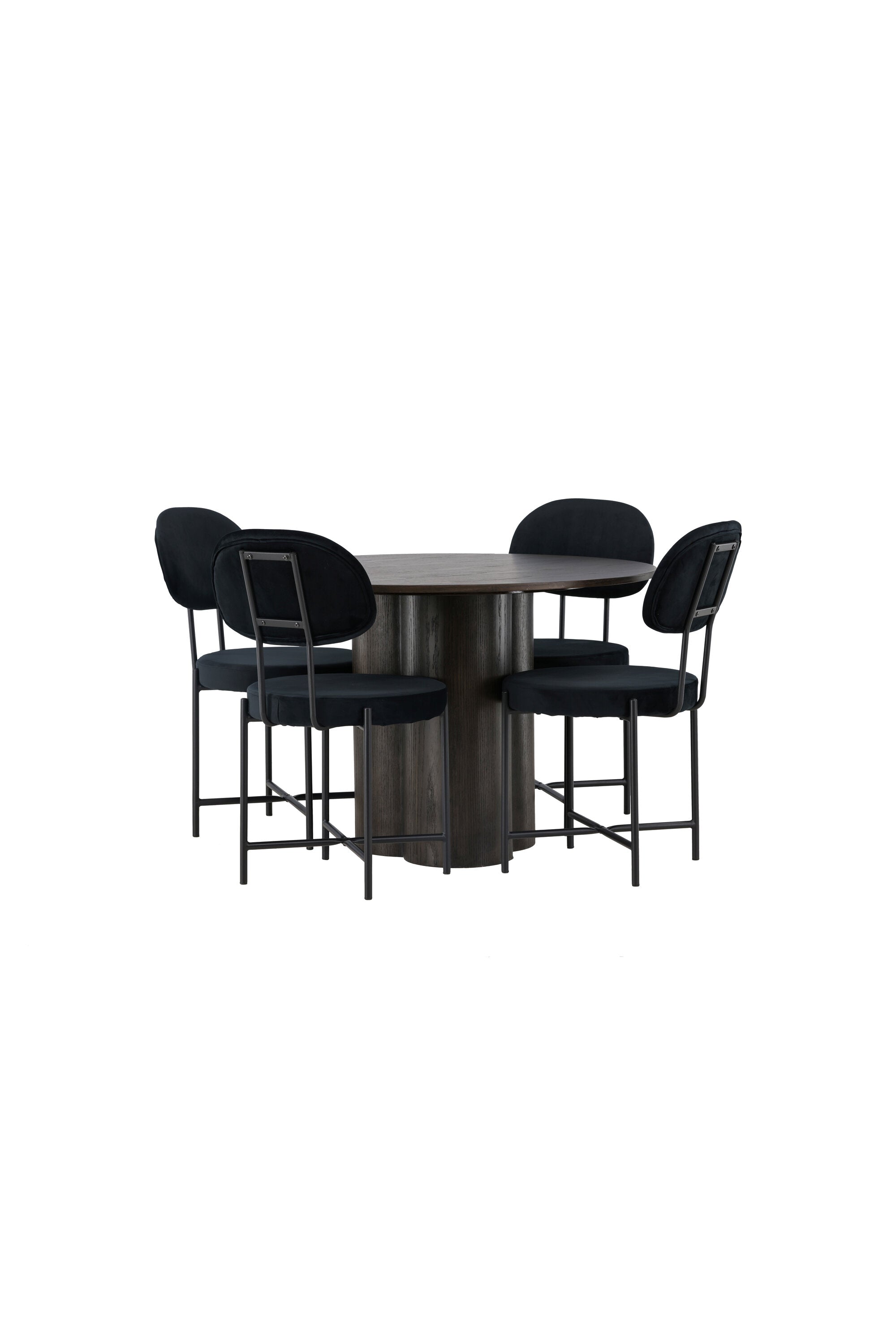 Olivia Esszimmerset + Stella ⌀110cm/4St. in Braun / Schwarz präsentiert im Onlineshop von KAQTU Design AG. Esszimmerset ist von Venture Home